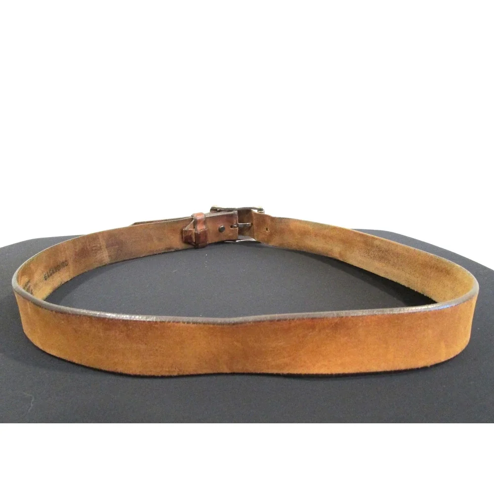 Tony Lama Brown Leather Silver Buckle Work Belt Men Sz 38, 37